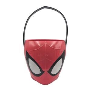 Marvel Spiderman Head Sturdy Plastic Treat Bucket Red Black Easter Halloween 8x8